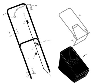 Handle And Bagger Assembly Diagram and Parts List for 223310X31A 2005 Briggs and Stratton Lawn Mower